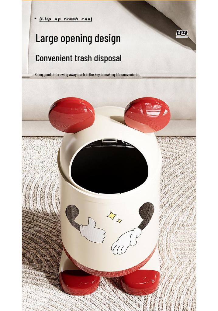 Cute Rabbit Ear Trash Can for Home, Bedroom, Living Room, or Coffee Shop