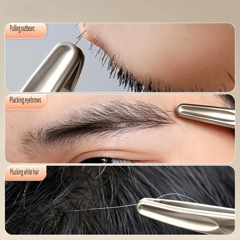 1pc NiLiYa Professional Eyebrow & Facial Hair Tweezers - Heavy-Duty Stainless Steel, Sharp Tips for Precise Grooming