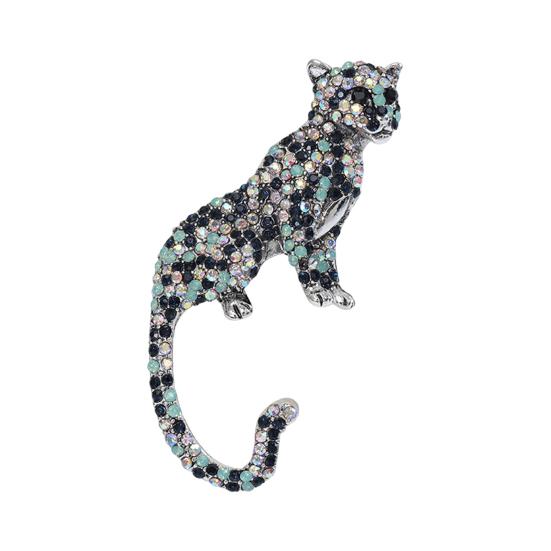 Unisex Brooch Realistic Cheetah Rhinestone Collar Anti-slip Bag Coat Shape Hat Scarf Decoration Clothes