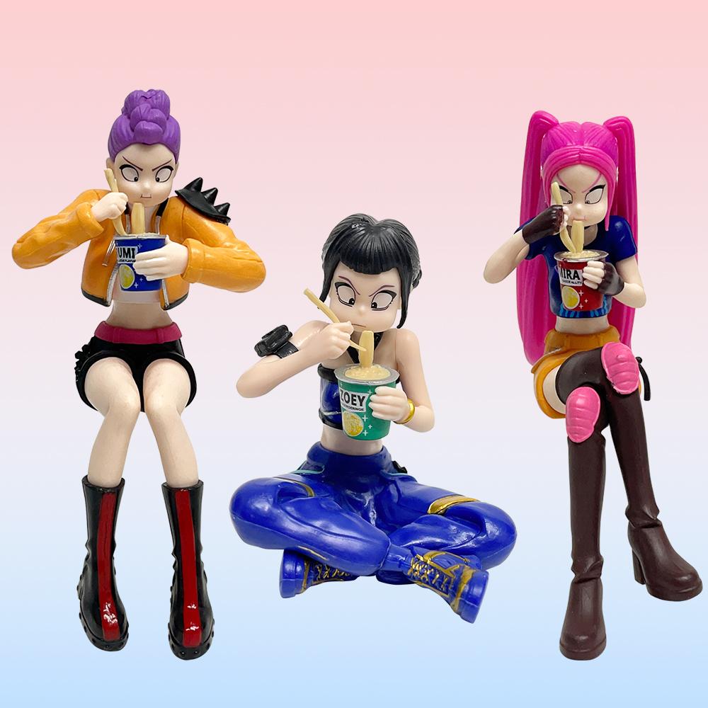 Anime Kpop Dämon Druck Nudeln Figur Schreibtisch Dekoration Modell Spielzeug für Gamer Cartoon Sammler