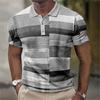 Fashionable and Minimalist Color Blocking Pattern 3D Digital Printing Men's Casual Polo Shirt