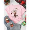 Damen Weihnachten Rentierdruck T-Shirt Lässig O-Ausschnitt Kurzarm T-Shirt Niedliches T-Shirt Schwarz Geeignet für Alle Jahreszeiten T-Shirt Tops