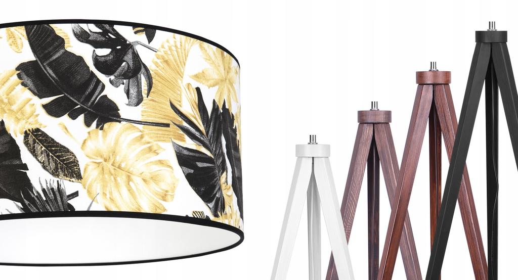 Floor Lamp Tripod Lampshade Golden Flowers Led
