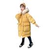Casaco de Inverno para Adolescentes Jaqueta Corta-vento Quente de Penas para Meninas Parka Algodão Espesso Moda com Capuz Roupa Exterior Infantil