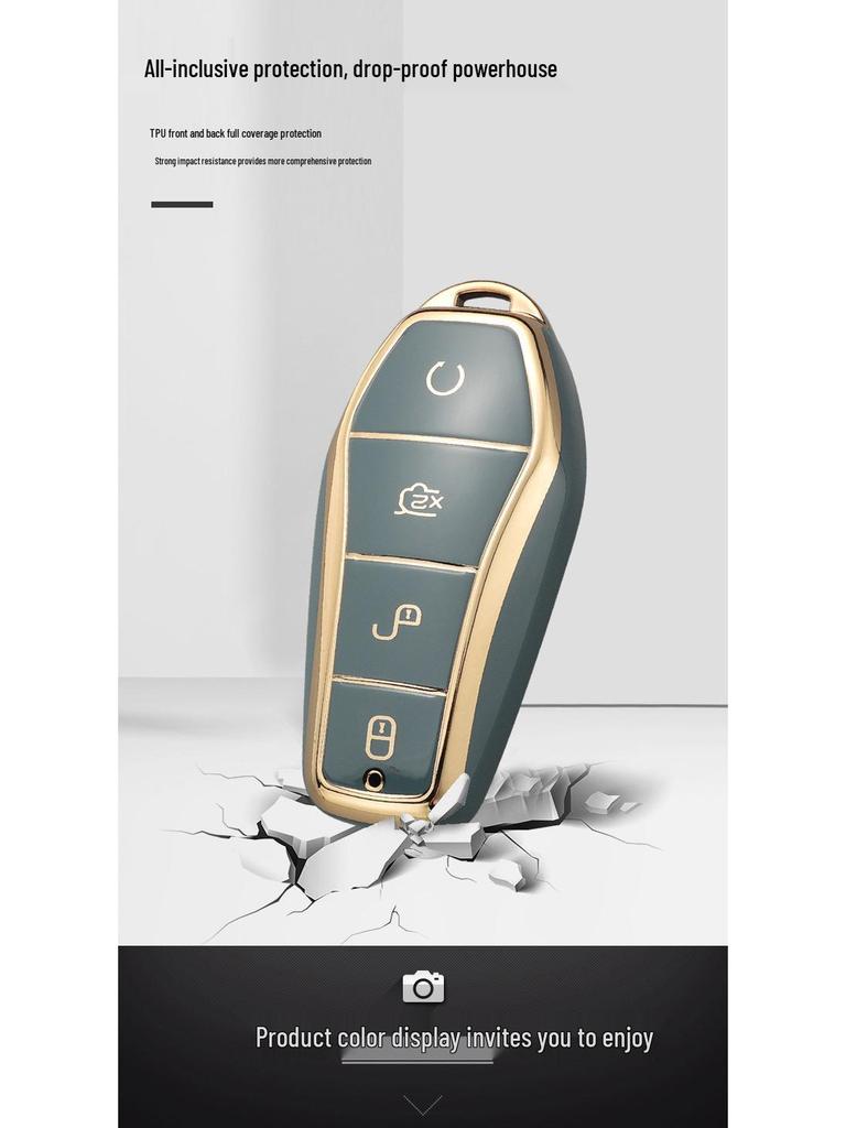 BYD Car Key Cover: Compatible with Qin PLUS, Tang DMI, Dolphin, E2, Song Pro, QinHan EV, E6, and Yuan Models.