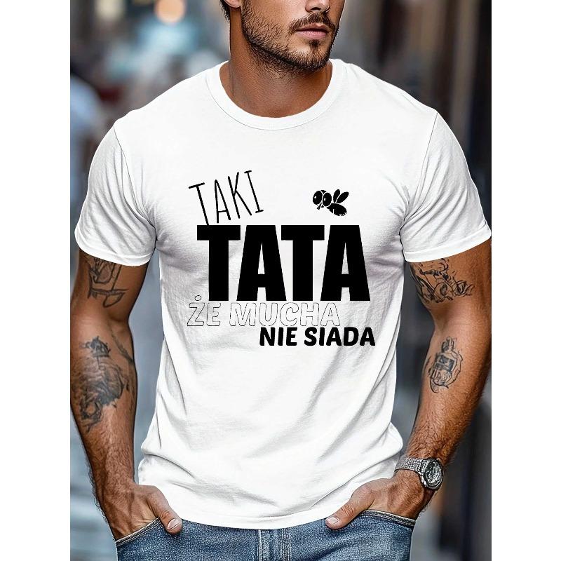 

European sizes Men S Taki Tata Graphic T-Shirt - Black Casual Summer Tee with Bee Design,Round Neck, Short Sleeve 4XL білий