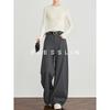 FAESSLIN Dark Gray Straight-Leg Wide-Leg Suit Trousers
