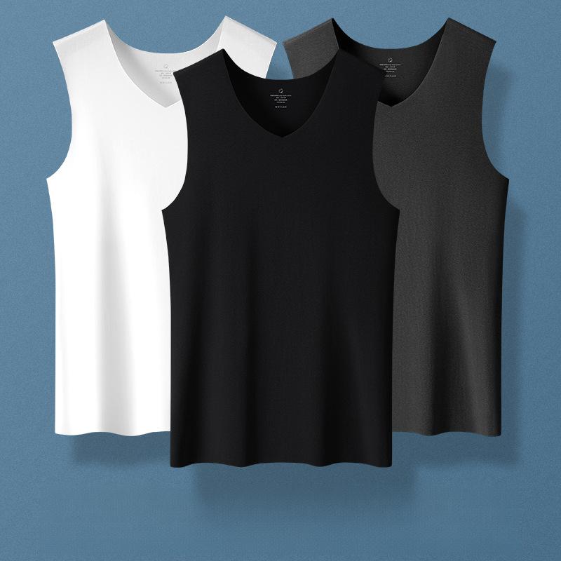 Men'S Pure Cotton Vest Seamless Sports Cotton Underwear Wide-Shoulder Spring/Summer Base Layer Tank Top For Men