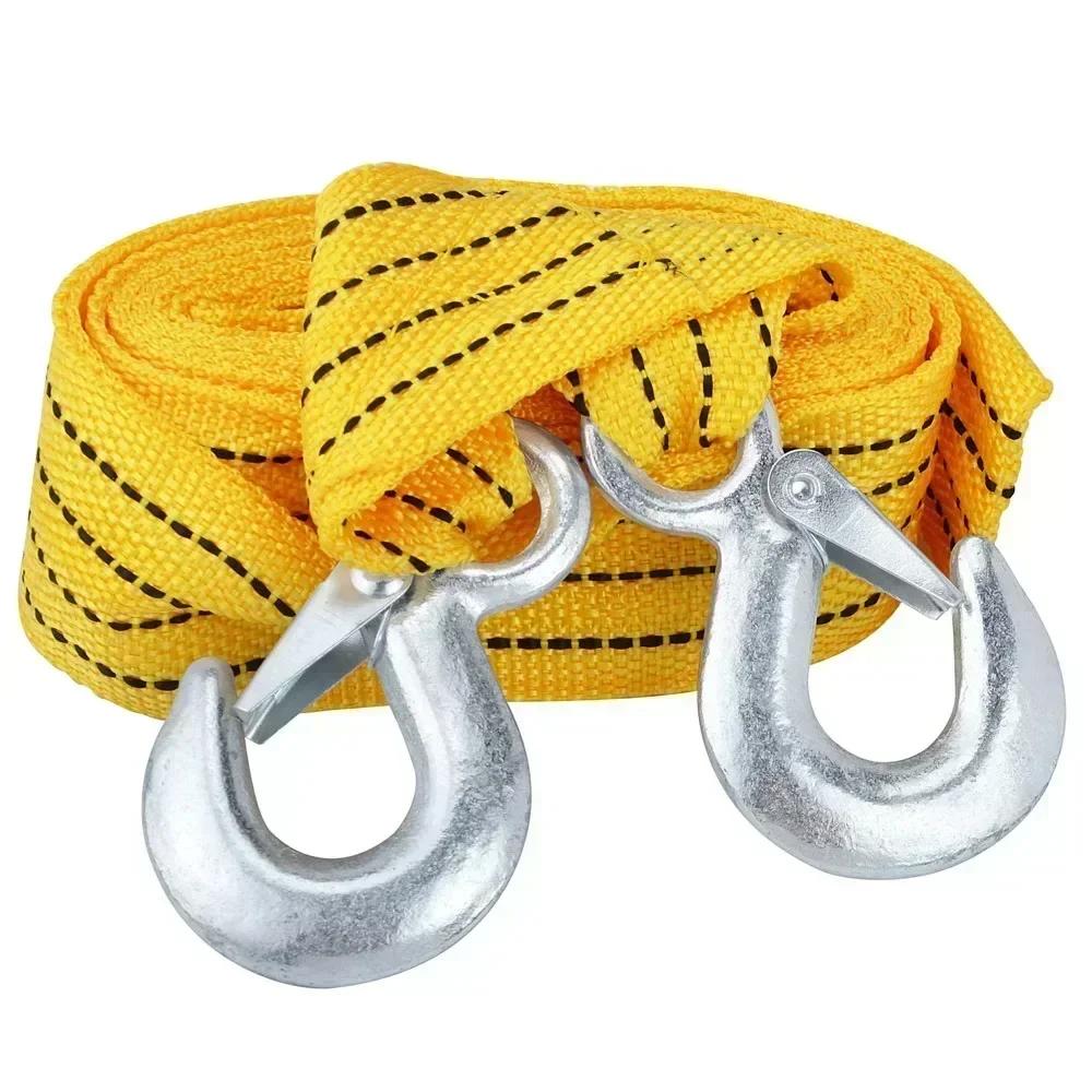1pcs 4M 5Ton Car Tow Cable Towing Pull Rope Strap With Hooks Portable Self-driving Tourism Heavy Rescue Rope Car Accessories