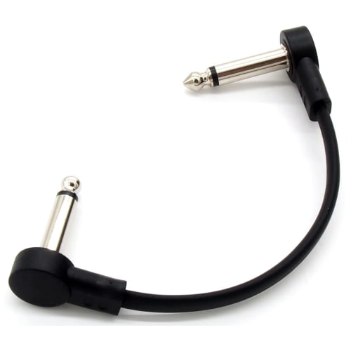 

Audiophile Patch Cable, 6.35mm, Double-Ended, L-Shaped, Flat Cable, Guitar, Effects Pedal Connection Cable, Approx. 15cm