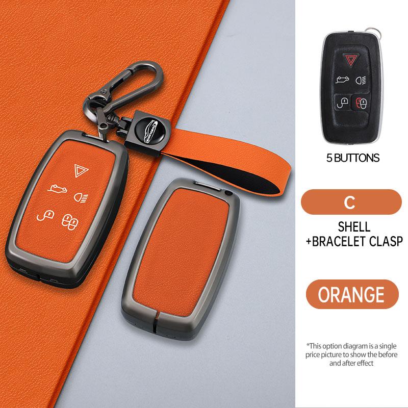 Car Key Case Cover For Land Rover Sport Freelander Discovery 4 Range Rover Sport Lr4 2010-2012 Zinc Alloy Leather Auto Keychain