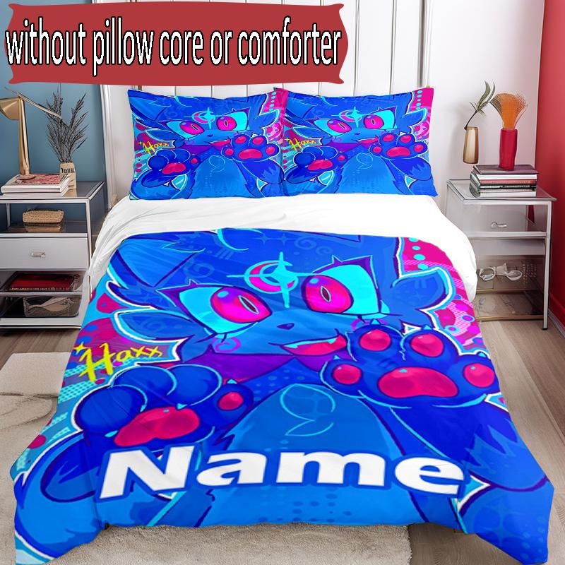 3pcs Duvet Cover Set (1*Duvet Cover + 2*Pillowcase, Without Core), Custom Name Cosmic Bot Crew Pattern Bedding Set, Home Bedroom Decor Gift