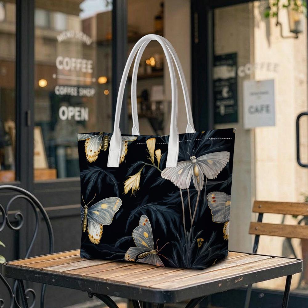Elegant Moth Pattern Shoulder Bag Stylish Daily Use Tote Bag Fashion Casual Outdoor Handbag