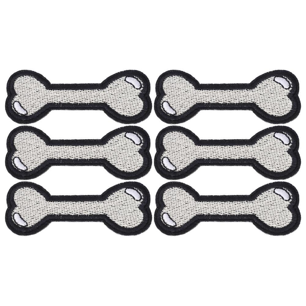 6pcs Cotton Iron on Patches Dog Bone Pattern DIY Patches Cute Design Embroidered Patches  Jacket