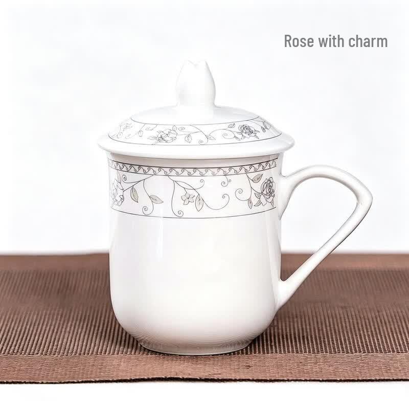 ETUB Bone China Rose Tea Cup with Lid