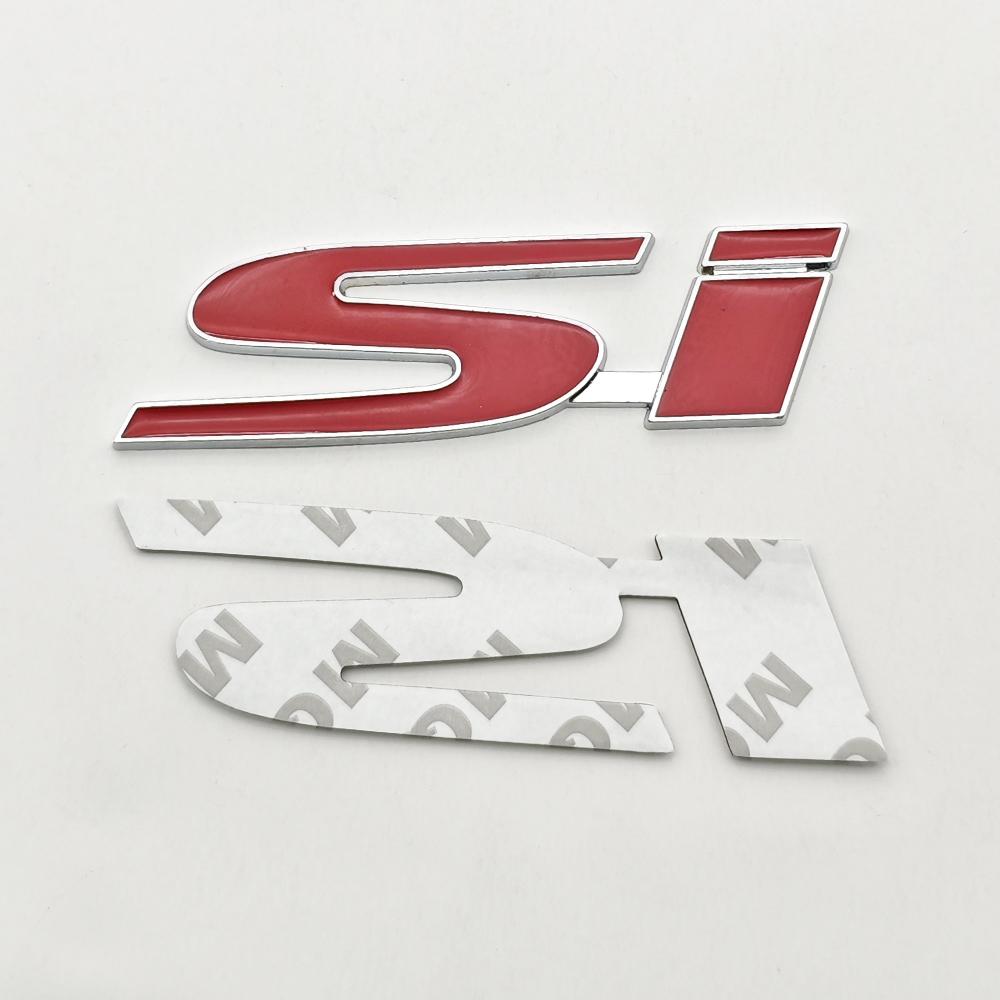 3D Metal Black Red Car Front Grille Emblem SI Logo Badge Side Fender Rear Trunk Sticker For Honda Civic Jazz Styling Accessories air256