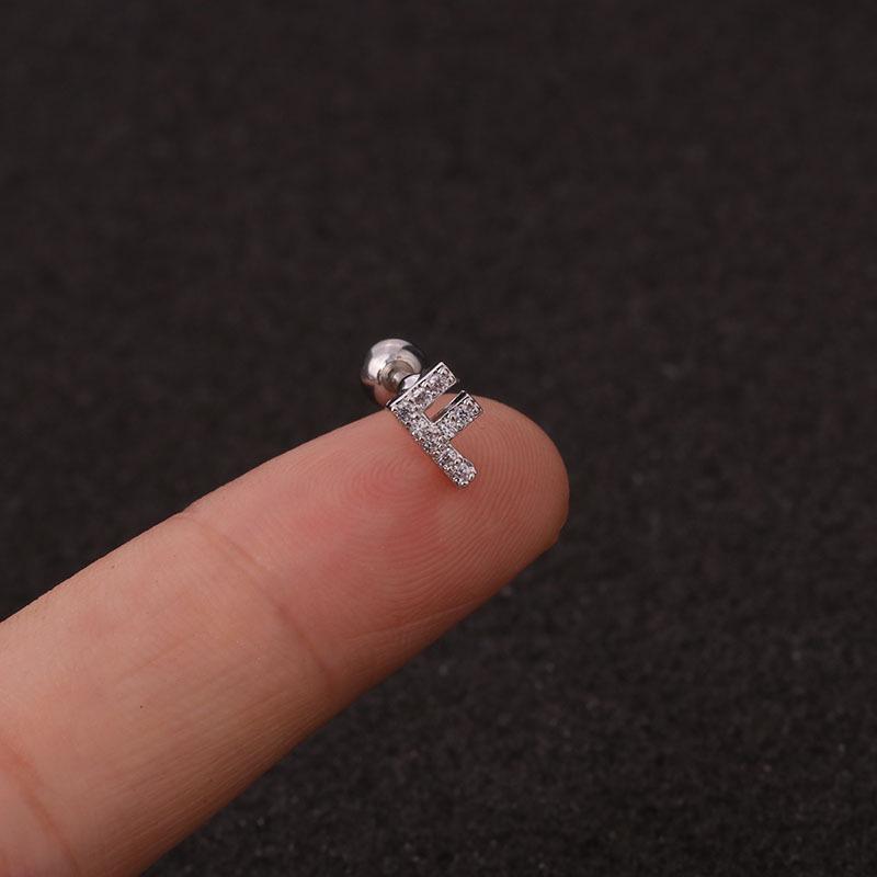 Trendy 26 Letters Tragus Cartilage Earring Women Exquisite Tiny Initial Alphabet Name Helix Earring Piercing Jewelry Gift