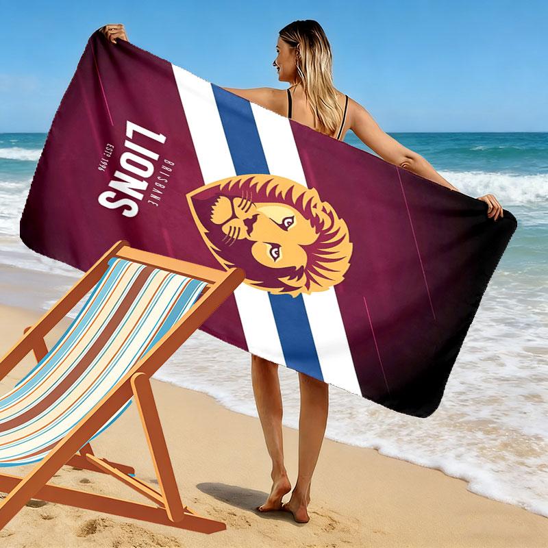 Lions Heart Print Beach Towel, Large Soft Quick Dry Towel for Beach Camping Swimming
