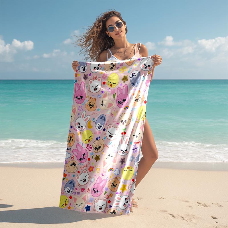 1pc Kpop Team4 Beach Towel, Comfortable and Thick, and Swimming/Bath/Picnic/Camping Towel, Suitable for Seaside Beaches