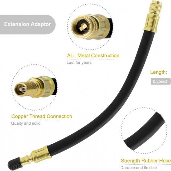 8.25 Inch Flexible Tire Valve Stem Extension Extenders with 90 Degree For Cars Truck Motorcycle Bike Scooter