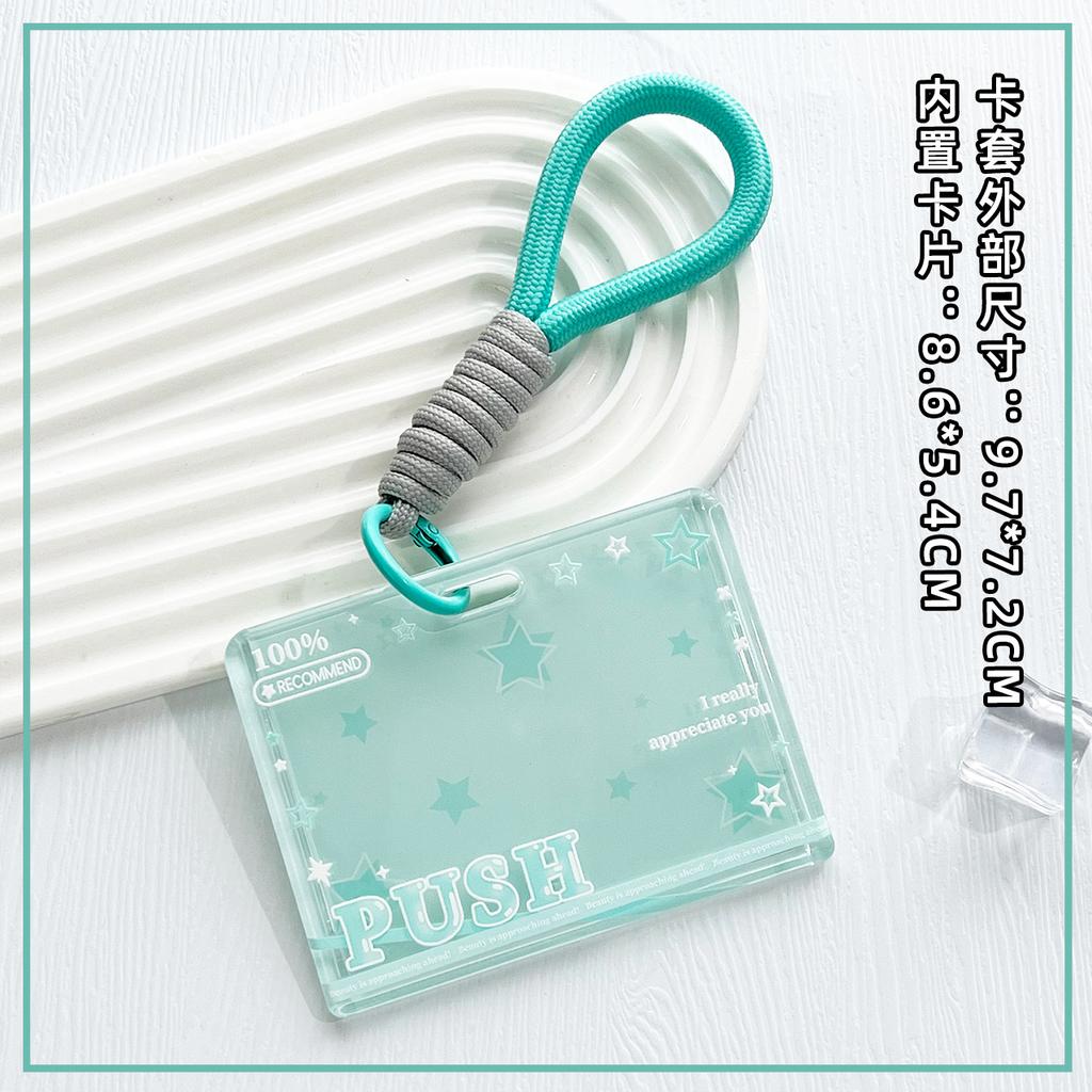 Student Clear Card Case Bus Cards Sleeve Sliding Horizontal Id Card Holder Transparent Employee Work Card Holder with Lanyard