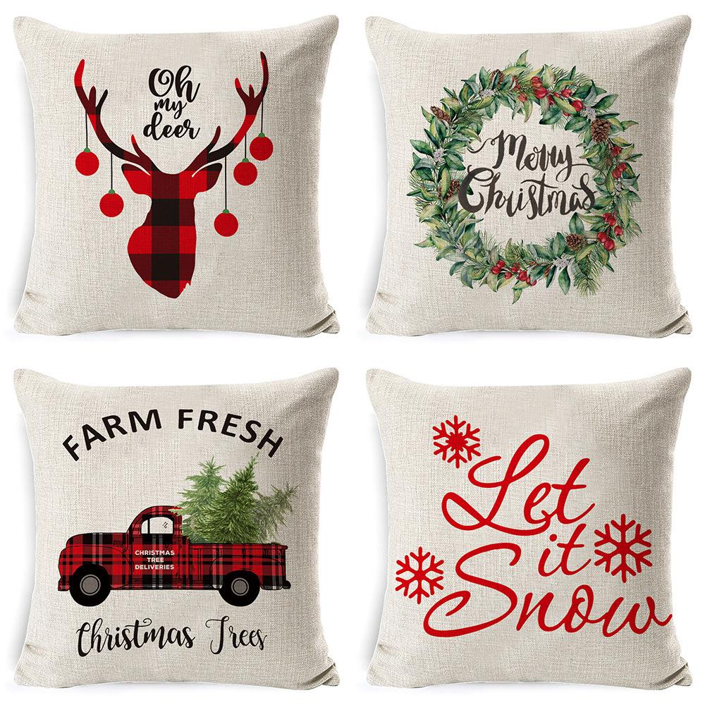 Christmas Pillow Home European Linen Sofa Cushion Cushion New Pillow Case
