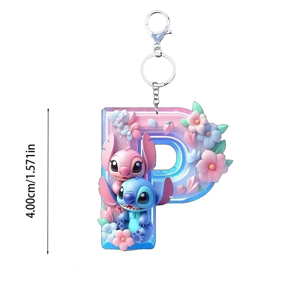 stitch acrylic cute keychain cartoon flat 2D stilt English letters ornament doll cartoon birthday gift halloween