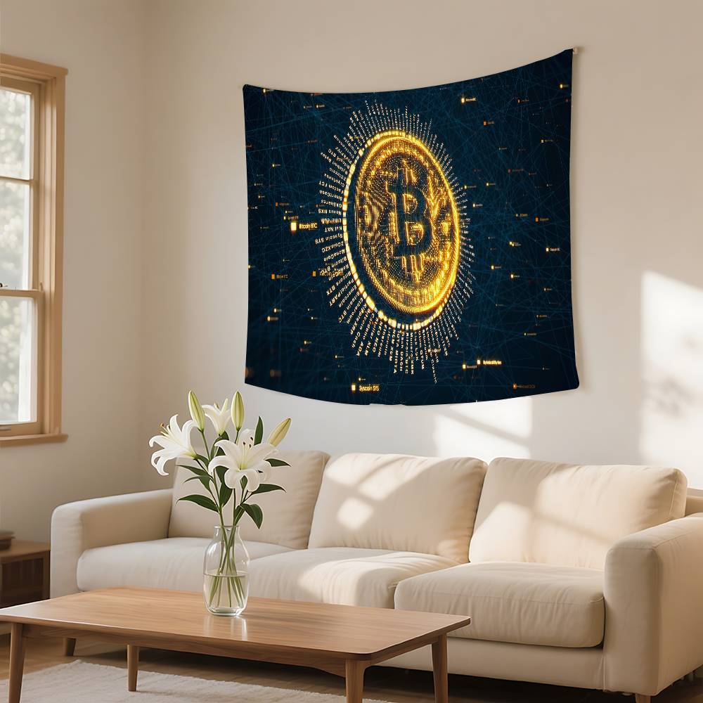 I Love Accept Bitcoin Tapestry Wall Hanging Tapestry Art Deco Blanket Curtain Hanging At Home Bedroom Living Room Decor
