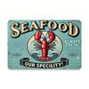 Vintage Lobster Metal Sign 12x8 Inch Retro Seafood Restaurant Decor Aluminum Plaque Turquoise Wall Art