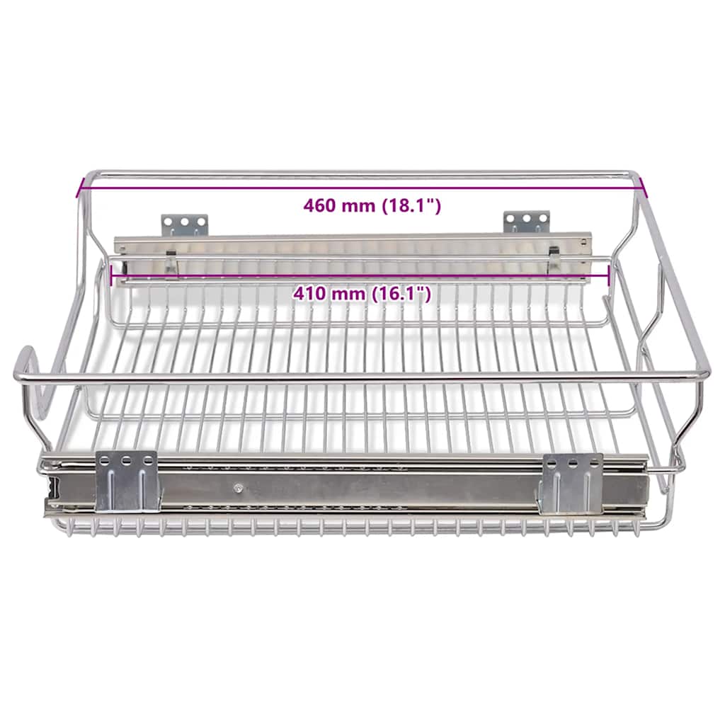 Built in Drawer Basket Slides 2 pcs Silver 600 mm