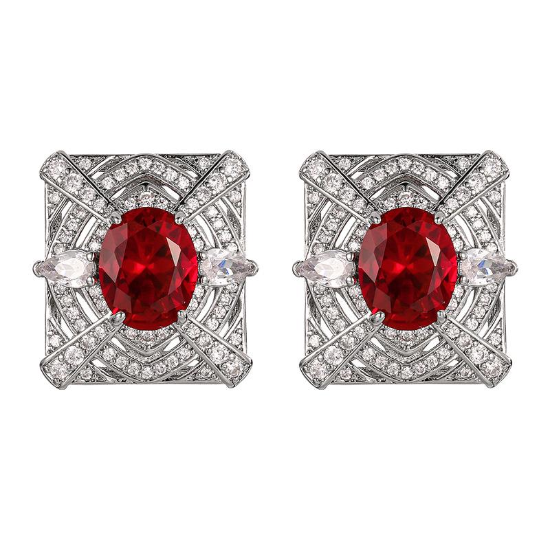 Earrings Necklaces Rings Jewelry Sets Colorful Red Corundum Fashionable High-end Women's Styles