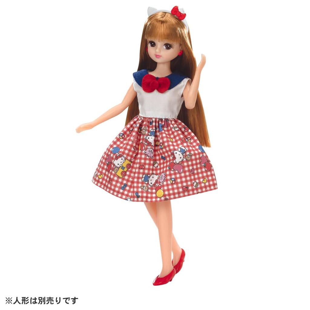 TAKARA TOMY My Sanrio Dress Hello Pretend Play Ages 3 and Up Licca-chan Dress, Choice, Characters, One-Piece & Headband, Kitty, Dress-Up, Toy,