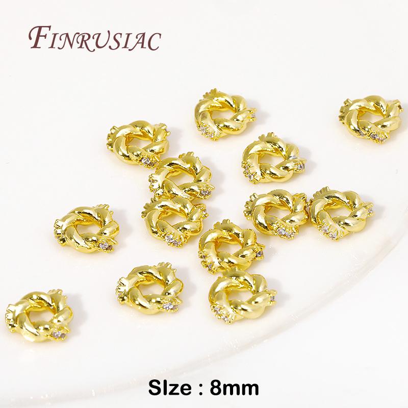 Rhodium/18K Gold Plated Metal Twist Flower Beads,Inlaid Zircon Spacer Beads For Pearl Necklace Jewelry Making DIY Accessories