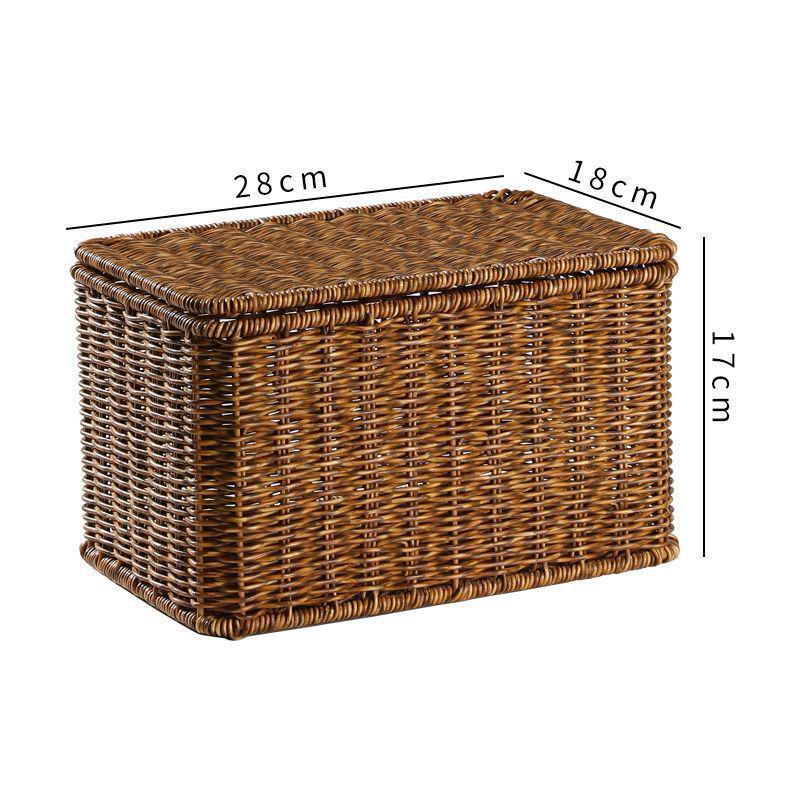 Nordic Style Rattan-Look Woven Storage Box with Lid for Bedroom and Household Organization.