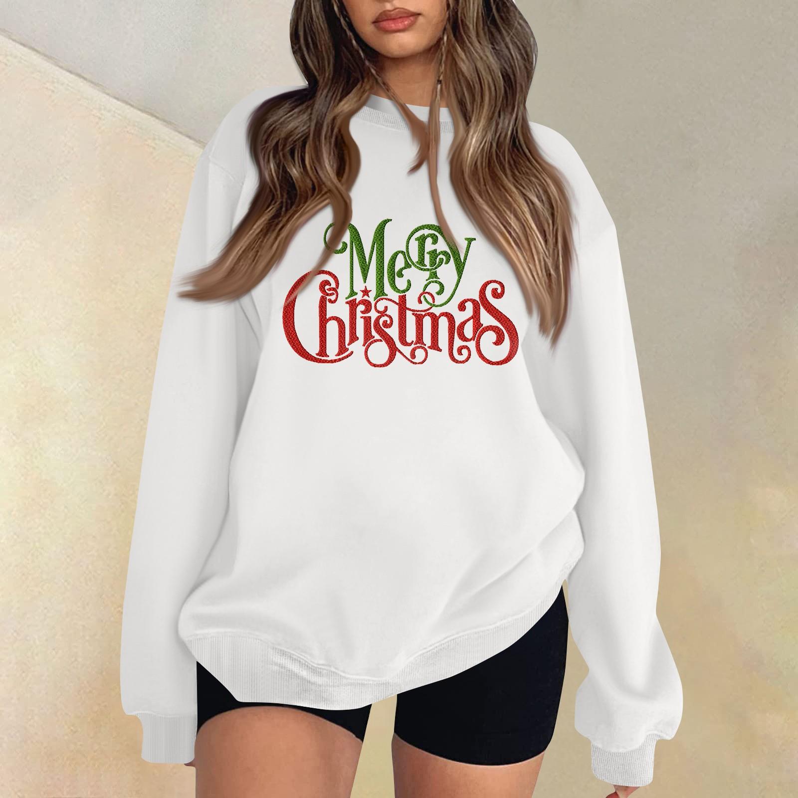 

Женские топы с круглым вырезом и принтом из хлопка, повседневная мода, длинный рукав, пуловер, топ, блузка XL белый