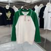 European Trendy Ca Kasa Polo-Collar Knit Sweater with Chest Embroidery
