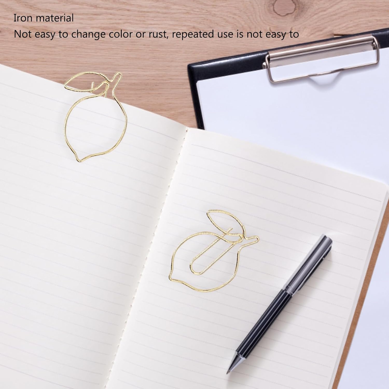 100Pcs Lemon Shaped Paper Clips, Cute Small Metal Paperclip Decorative Bookmark Planner Clips with Transparent Box for Office Crafts Scrapbooking