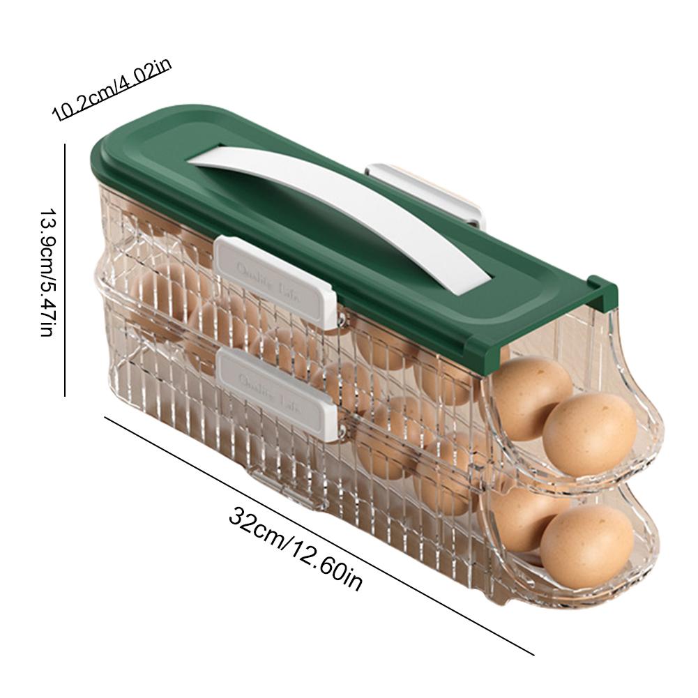 Fridge Egg Dispenser Space Saving Fridge Egg Rack 1/2/3 Layer Rolling Eggs Dispenser Organizer for Refrigerator Kitchen Cabinets