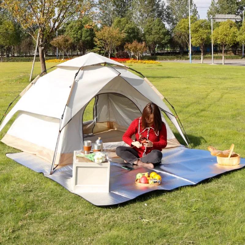 Tapete de Acampamento Impermeável de Espuma e Folha EVA com Isolamento de Alumínio, Tapete de Piquenique à Prova de Umidade, Piso de Tenda de Praia Portátil, Tapete de Dormir de Acampamento