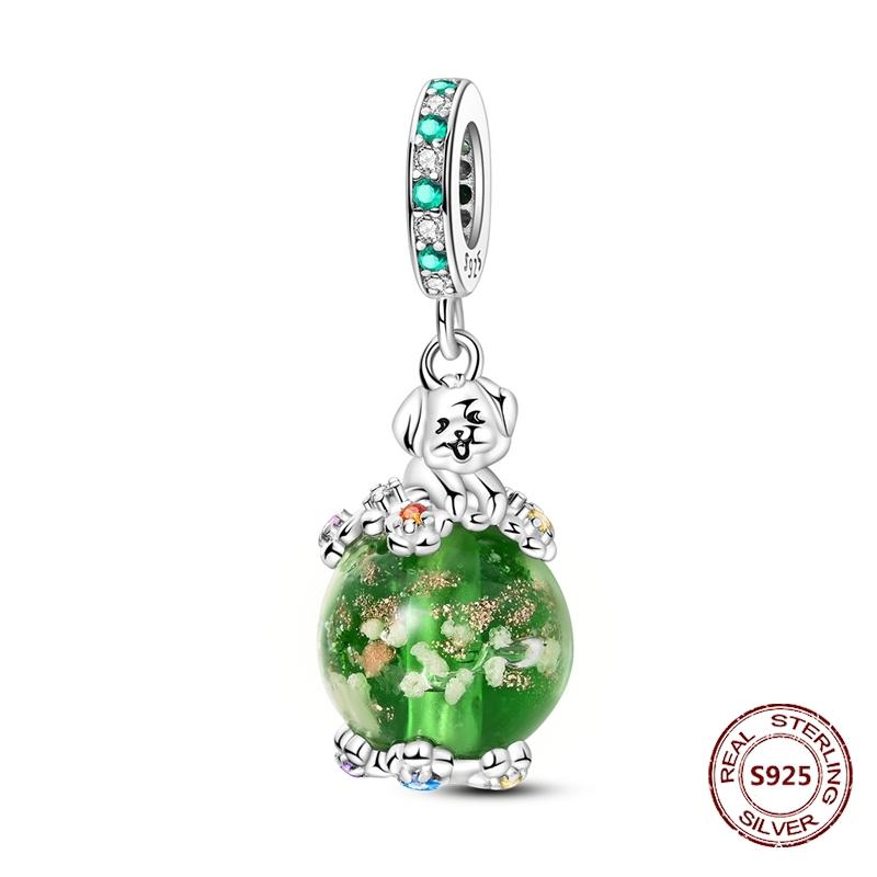 Copper Original Dog Cat Safety Chain Lazy Cat Pink Zircon Pet Paw Print Footprint Charms Fit Bracelet For Women Diy Jewelry