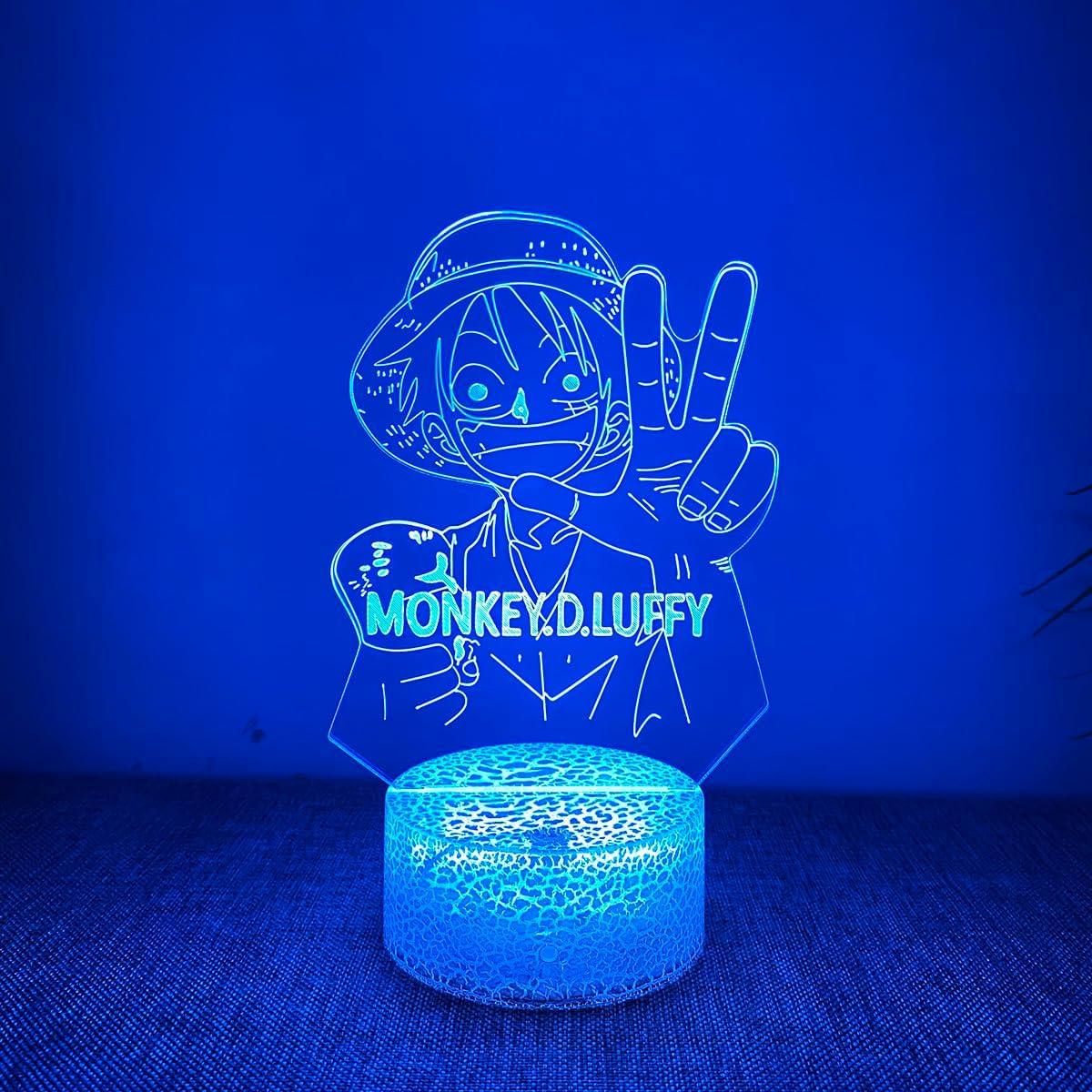 One Piece Luffy 3D Night Light -7 Color Touch Switching LED Lamp Night Lights one Piece Merch Best Gift
