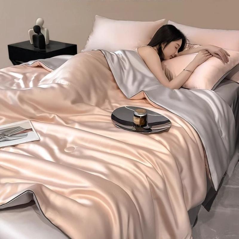 Washable Tencel Summer Cool Quilt Cooling Summer Quilt Machine Washable Air-Conditioning Thin Blanket Ice Silk Quilt