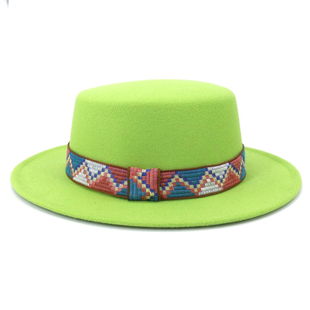 

Осень-зима 2021, новая мужская и женская шерстяная шляпа высокого качества с плоским цилиндром, фетровая шляпа с широкими карнизами, простая церковная шляпа-дерби 56-58CM