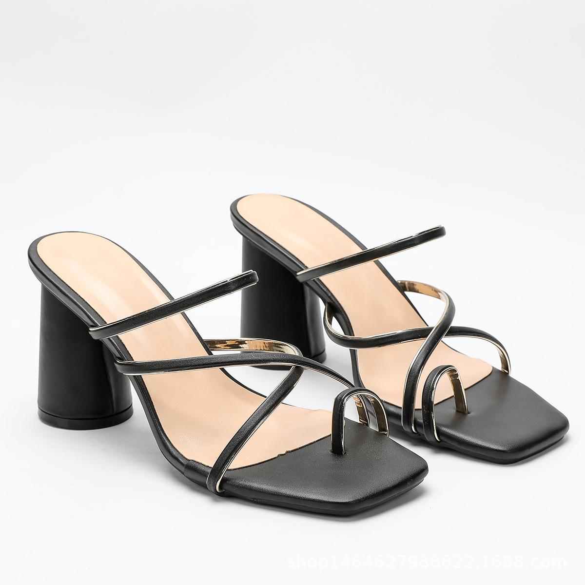 

Женские простые босоножки с открытым носком и ремешком на квадратном каблуке, летние, универсальные, для пляжного отдыха 43