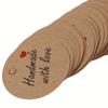 Kraft Paper Hang Tags with "Handmade with Love" Stamp, 20.0 meter Twine String Included, Blank Gift Labels for Crafts, Packaging