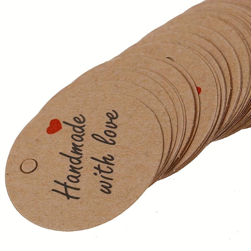 Kraft Paper Hang Tags with "Handmade with Love" Stamp, 20.0 meter Twine String Included, Blank Gift Labels for Crafts, Packaging