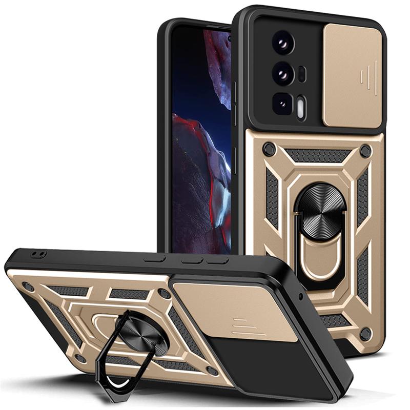 For Xiaomi Pocophone Poco F5 F5Pro Case Shockproof Armor Magnetic Car Holder Ring Cases For Poco F5 Pro Slide Camera Lens Cover