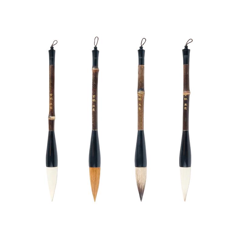Purple Bamboo Crane Calligraphy Brush - Extra Large, Mixed Bristle, Wolf Hair (for Large Characters & Regular Script)