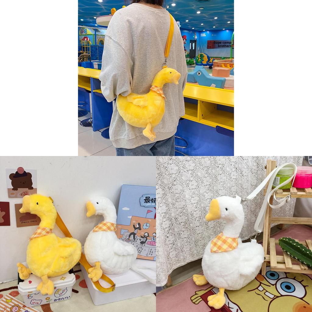 Duck Cartoon Plush Crossbody Bag For Girls Casual Daily Use Soft And Cute