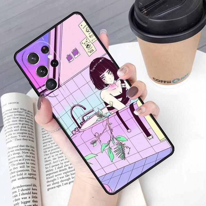 Japanese Style Anime phone case Cover For Samsung Galaxy S24 S25 Ultra S21 S22 Ultra S10E Note 10 Plus Note 20 FE S23